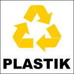 PLASTIK - 250x250 - Naklejka kosz znak segregacja odpadów samoprzylepna