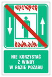 AC028 Nie korzystać z windy w razie pożaru (15 X 22,5 CM, PS - PŁYTA 1MM FOTO.)