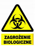 UWAGA ZAGROŻENIE BIOLOGICZNE -  tablica 225X275 ostrzegawcza ZNAK płyta PCV