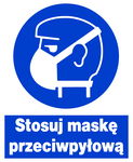 Stosuj maskę przeciwpyłową tablica 225X275 znak BHP nakazu płyt PCV sztywna