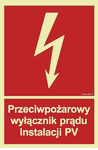 Przeciwpożarowy wyłącznik prądu instalacji PV tabliczka 100X148 + przylepce