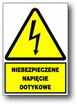 Niebezpieczne napięcie dotykowe  - 148x210 znak ostrzegawczy elektryczny