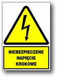 Niebezpieczne napięcie krokowe Tablica 148x210 znak ostrzegawczy elektryczn