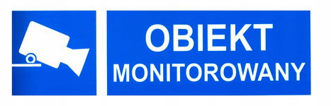 OBIEKT MONITOROWANY - KAMERA tabliczka PCV 100X300 ZI-49 - NIEBIESKA