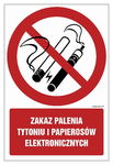 Zakaz palenia tytoniu i papierosów elektronicznych 150x100 płyta przylepce