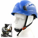 Kask roboczy wysokościowy z paskiem regulacja wentylacja THOR blue ST03