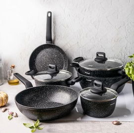 Komplet garnków nieprzywierających czarne Klausberg 12 el solidne garnki