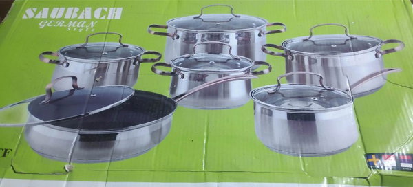 Garnki Saubach zestaw miedziane uchwyty 12 el indukcja gaz