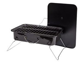 Grill piknikowy stalowy czarny z pokrywką +akcesoria