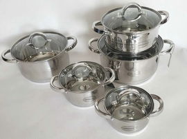 KOMPLET GARNKÓW INDUKCJA/GAZ zestaw garnki stalowe +POKRYWKI 10el