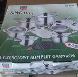 Garnki ciężkie Kinghoff termo 16 el pokrywki stalowe indukcja gaz