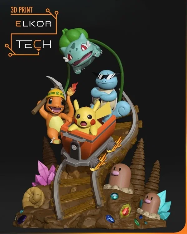 Figurka Pikachu i Przyjaciele | Pokemon | Szalona Jazda Wagonikiem