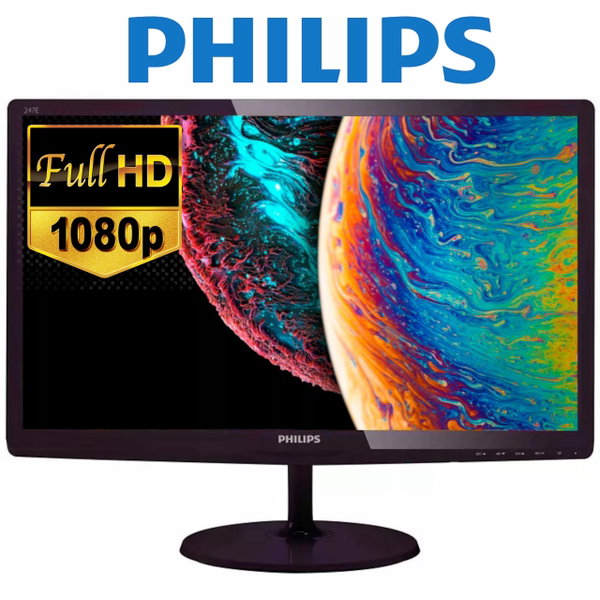 Monitor LED Philips 247E4L 23,6″ 1920x1080 px HDMI D-SUB KABLE KLASA A