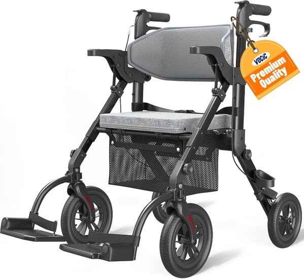 VOCIC rollator 2w1 z siedziskiem, składany, czarny