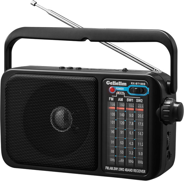 Gelielim radio AM/FM/SW Bluetooth, na baterie i z sieci ANGIELSKA WTYCZKA