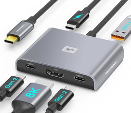 TECHTOBOX Hub USB-C 5 w 1 HDMI 8K 100 W PD