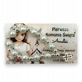 Komunia Święta Podziękowanie dla Gości prezent różaniec aniołek PR 8