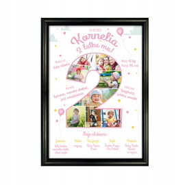 2 LATKA urodziny metryczka plakat zdjęcia ramka a3 PR 422