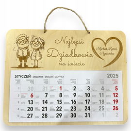 Kalendarz ścienny grawer ze sklejki Prezent na dzień babci dziadka RP958