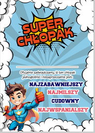 Dyplom certyfikat dla Super Chłopaka prezent a4 10szt dzień chłopaka PR943