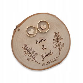 Drewniane pudełko na obrączki - krążek drewna RP787