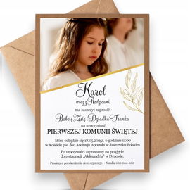 Zaproszenia Zaproszenie na Komunię Świętą personalizacja koperta ZAP6
