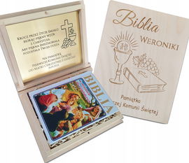 Biblia Pismo Święte Komunia Chrzest Pudełko Grawer RP731