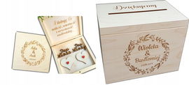 KOMPLET PUDEŁKO NA KOPERTY + NA OBRĄCZKI ślub RP745