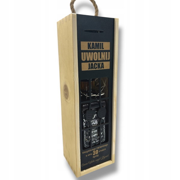 Drewniane Pudełko na Wino z Imieniem prezent na 18 30 40 50 60 urodziny S24