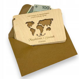 Kartka ślubna prezent na pieniądze telegram drewniany grawer życzenia PR965