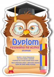 Dyplom pasowanie na ucznia sowa szkoła a4 10szt PR 71