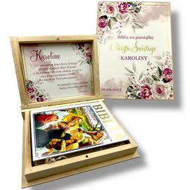 Pamiątka Chrztu Świętego Biblia prezent Chrzest Święty Pudełko Grawer RU2