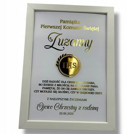 PAMIĄTKA PIERWSZEJ KOMUNII ŚWIĘTEJ PREZENT URODZINY RAMKA W11 ZŁOTO