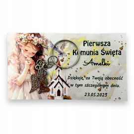 Podziękowanie dla Gości prezent Komunia święta brelok aniołek PR 8