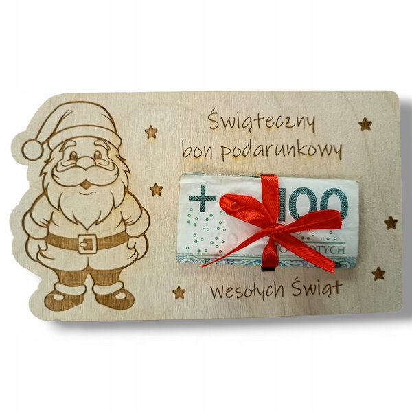 Świąteczny BON święta podarunkowy Voucher na pieniądze prezent wz6 RP191