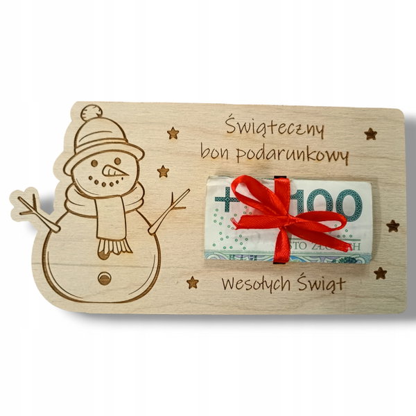 Świąteczny BON święta podarunkowy Voucher na pieniądze prezent wz7 RP190