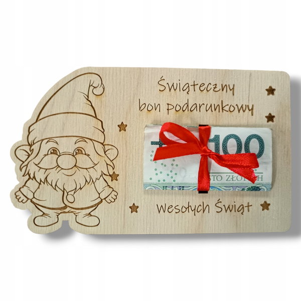 Świąteczny BON święta podarunkowy Voucher na pieniądze prezent wz4 RP194