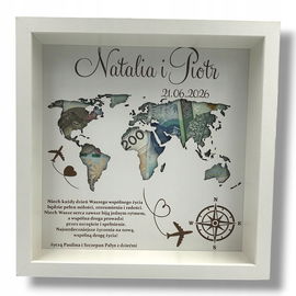 Ramka 3D BIAŁA na pieniądze prezent upominek dla pary młodej ślub S40