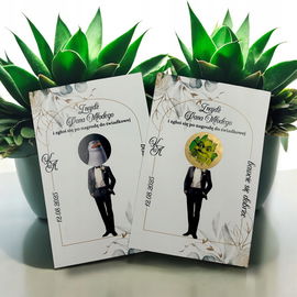 Zdrapki dla gości weselnych zabawa Znajdź Pannę Młodą i Pana Młodego PR801