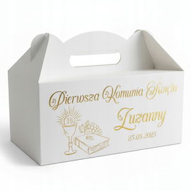Pudełko na Ciasto Pudełka Komunijne Komunia Podziękowanie Złote 10sztuk P1