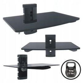 Półka Szklana Red Eagle 360 do telewizora, 360x250x5 mm, czarna