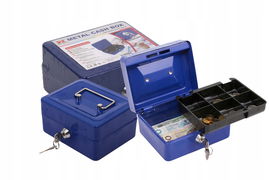 Kasetka Metalowa BOX-150 Niebieska na Pieniądze i Dokumenty