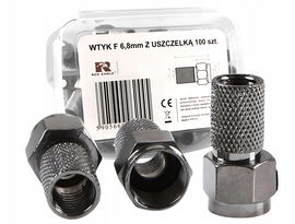 Wtyk F Złącze Nakręcane Z USZCZELKĄ Antenowy TV F 6,8 mm BOX 100szt. 