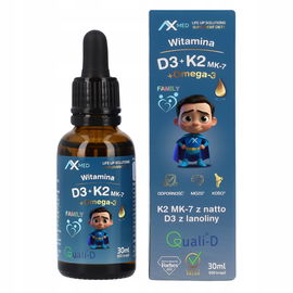 Witamina D3 + K2 MK-7 Omega-3 Dla Dzieci Dorosłych Odporność Krople 30 ml 
