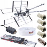 Zestaw Antena Zewnętrzna Sparta Lambda + Wzmacniacz Zasilacz Kabel Wtyki