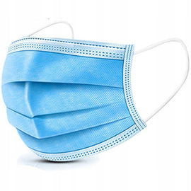 Maseczka ochronna 3-warstwowa AX-3P, 50 sztuk, niebieska