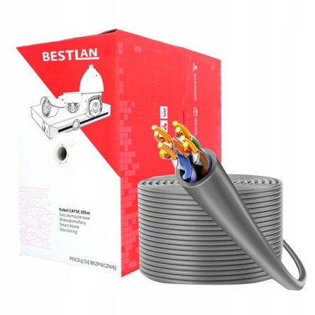 Kabel sieciowy Ethernet Skrętka komputerowa UTP CAT 5E 305m CCA HQ