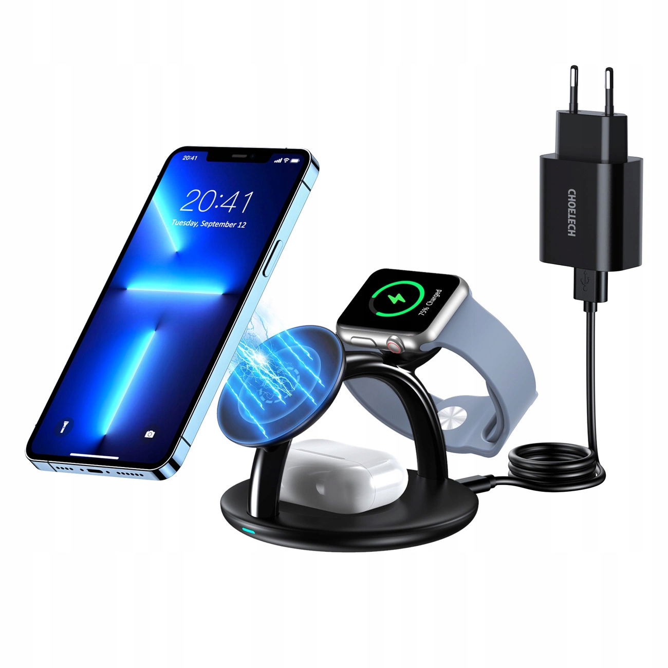 Choetech indukcyjna stacja aduj ca 3w1 iPhone 12 13 14 AirPods Pro Apple Taniey.PL