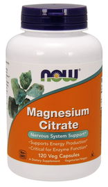 NOW Magnesium Citrate 400mg - 120 veg caps.