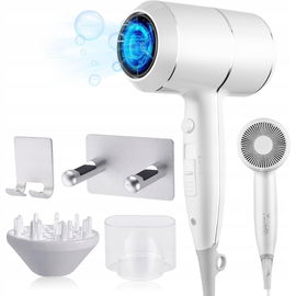 QL Suszarka do włosów Ion 2000W z dyfuzorem i uchwytem Biała